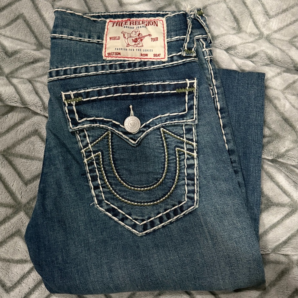 True Religion Ricky Relaxed Straight Jeans - Dark Blue
